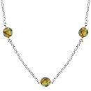 Collier Argent 925 Verre de Murano 3 Boules Jaune et Vert