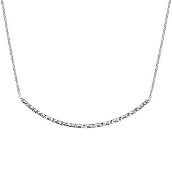 Collier Argent 925 Tube Cintré Diamanté