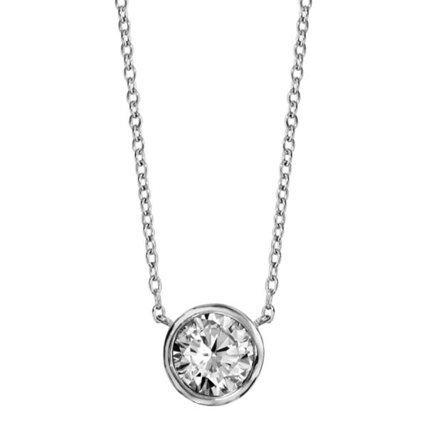 Collier Argent 925 Solitaire Serti Clos 7 mm