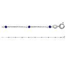 Chaîne de Cheville Argent 925 Boules Perles de Verre Facetés Bleu 