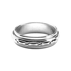 Bague Alliance Argent 925 Anti-Stress Motifs Croisés 6 mm