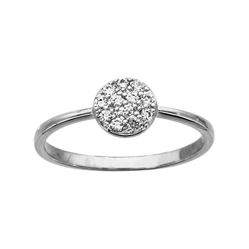 Bague Argent 925 Pastille Zirconium Sertis Blanc