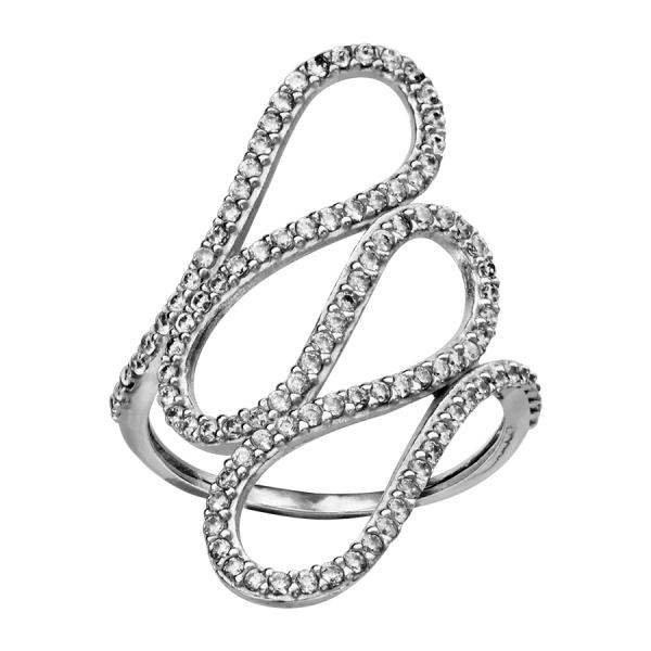 Bague Argent 925 Vague avec Zirconium Sertis