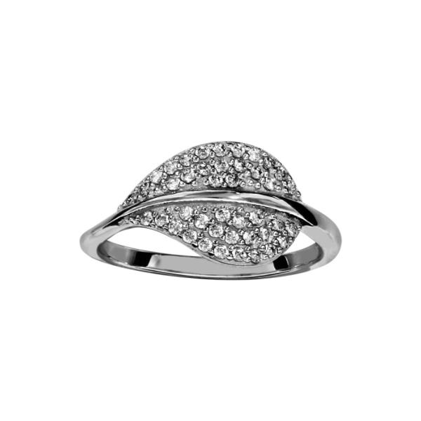 Bague Argent 925 Feuille Zirconium Sertis 