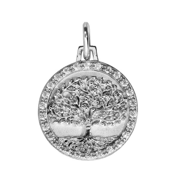 Pendentif Argent 925 Arbre de Vie Contour Zirconium 