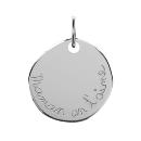 Pendentif Argent 925 Galet Gravé " Maman On t'aime "