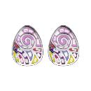 Boucles d'oreilles Acier 316 L Spirale Résine Multi Couleur et Nacre  