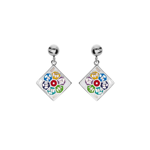 Boucles d'oreilles Acier 316 L Résine Multicolore avec Nacre