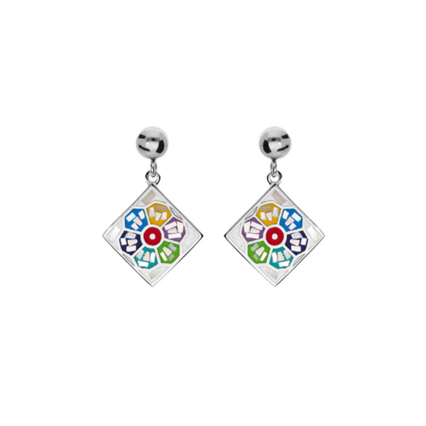 Boucles d'oreilles Acier 316 L Résine Multicolore avec Nacre