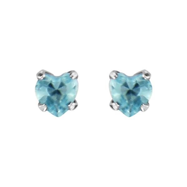 Boucles d'oreilles Acier 316 L Enfant Zirconium Bleu Ciel Petit Coeur