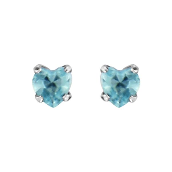 Boucles d'oreilles Acier 316 L Enfant Zirconium Bleu Ciel Petit Coeur