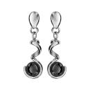 Boucles d'oreilles Tige Acier 316L Spirale et Boule Céramique Noire