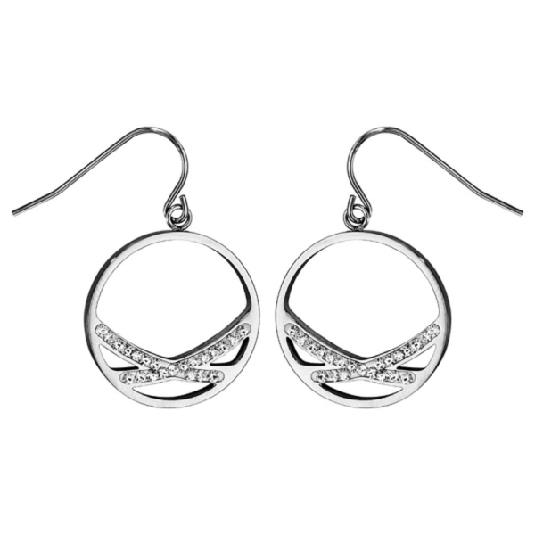 Boucles d'oreilles Acier 316 L Cercle 2 Branches avec Strass