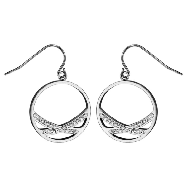 Boucles d'oreilles Acier 316 L Cercle 2 Branches avec Strass