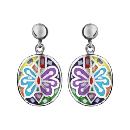 Boucles d'oreilles Acier 316 L avec Nacre Forme Ovale Papillon Multi-Couleur