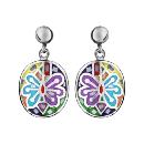 Boucles d'oreilles Acier 316 L avec Nacre Forme Ovale Papillon Multi-Couleur