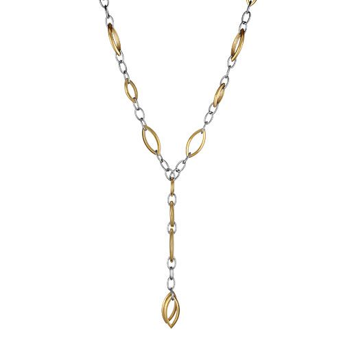 Collier Acier 316 L Bicolore Jaune Ovales Forme Y