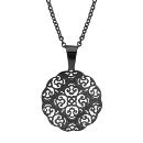 Collier Acier 316 L Pendentif Rond Filigrané Noir