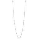 Collier Sautoir Acier 316 L 5 Boules Nacre Blanc 110 cm