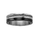 Bague Acier 316 L et Céramique Noir Fil Torsadé