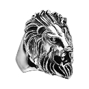 Bague Chevalière Acier 316 L Patiné Lion 