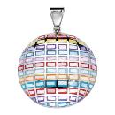 Pendentif Acier 316 L Rond avec Nacre Résine Multicolore