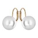 Boucles d'oreilles Plaqué Or Dormeuse Perles Imitation 12 mm
