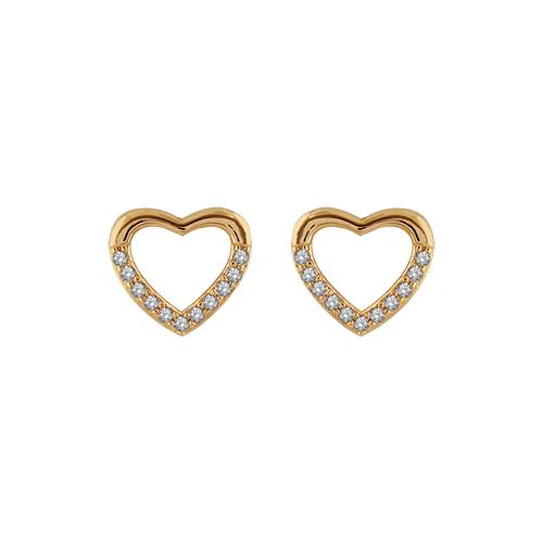 Boucles d'oreilles Plaqué Or et Zirconium Coeur Evidé