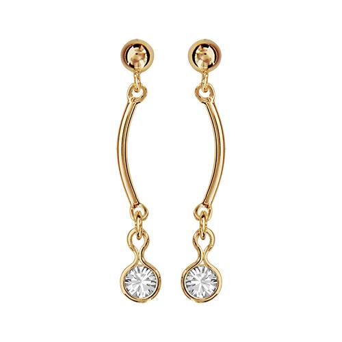 Boucles d'oreilles Plaqué Or Baguette avec Zirconium 