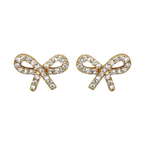 Boucles d'oreilles Plaqué Or et Zirconium Sertis Noeud