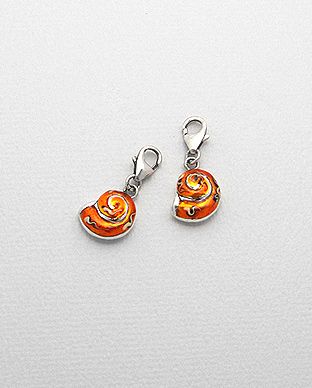 Charms Argent 925 Escargot Coloré