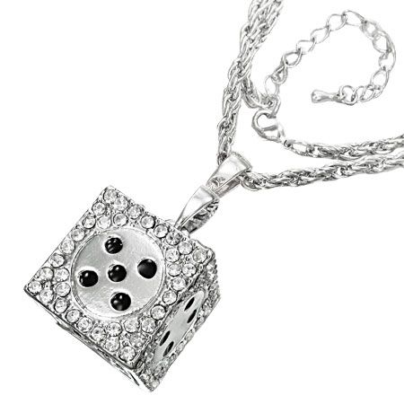 Collier Sautoir Acier 316 L et Cristal Dé