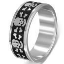 Bague Acier 316 L Bicolore Anneau Tête de Mort Pirate