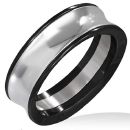 Bague Acier 316 L  Bicolore Concave + Chiffres Romain