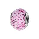 Charms Argent 925 Perle Murano Rose Pailleté Rose