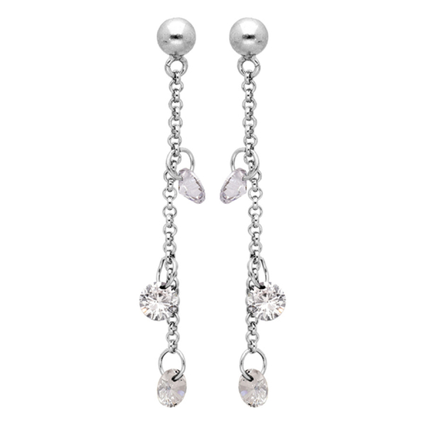 Boucles d'oreilles Argent 925 Pierre Synthèse Blanches 