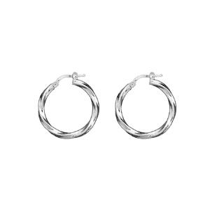 Boucles d'oreilles Argent 925 Créole Tube 3 mm Carré Torsadé Diam. 20 mm