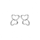 Boucles d'Oreilles Argent 925 Double Cœur Entremêlé 