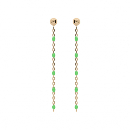 Boucles d'oreilles Tige Argent 925 Dorure Jaune Olives Résine Vert Fluo