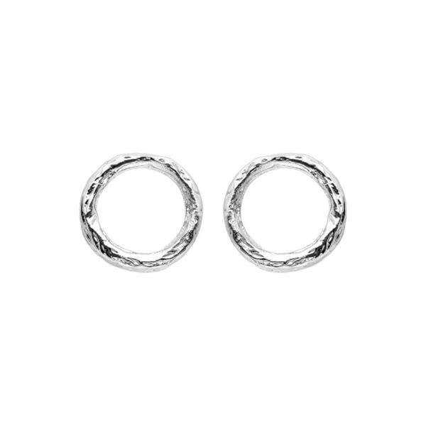 Boucles d'oreilles Argent 925 Tige Cercle Martelé 8 mm