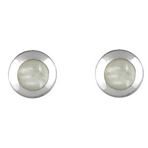 Boucles d'oreilles Argent 925 et Nacre Blanc Ronde