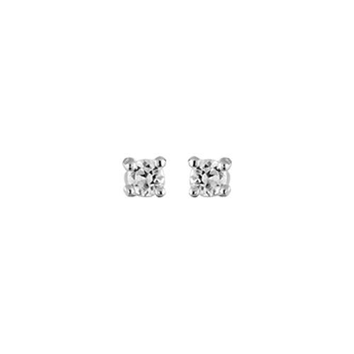 Boucles d'oreilles Argent 925 et Zirconium 4 Griffes Rond 3 mm