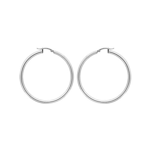 Boucles d'oreilles Argent 925 Rhodié Créole Tube 3 mm Diam. 30 mm