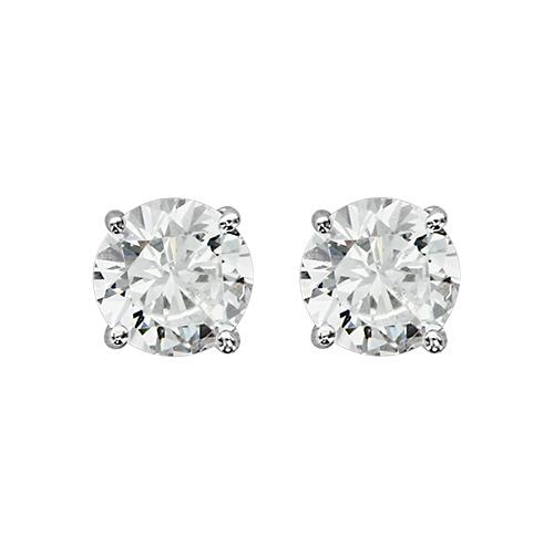 Boucles d'oreilles Argent 925 et Zirconium 4 Griffes Rond 9 mm