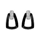 Boucles d'oreilles Argent 925 Element Céramique Noire + Zirconium Sertis