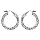 Boucles d'oreilles Argent 925 Créole Diamantée 28 mm