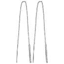 Boucles d'Oreilles Argent 925 Pendante Bâton et Zirconium Sertis