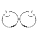 Boucles d'oreilles Argent 925 Style Créole avec Boules Ciselées Noir