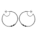 Boucles d'oreilles Argent 925 Style Créole avec Boules Ciselées Noir