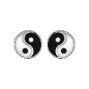 Boucles d'oreilles Argent 925 Email Yin Yang